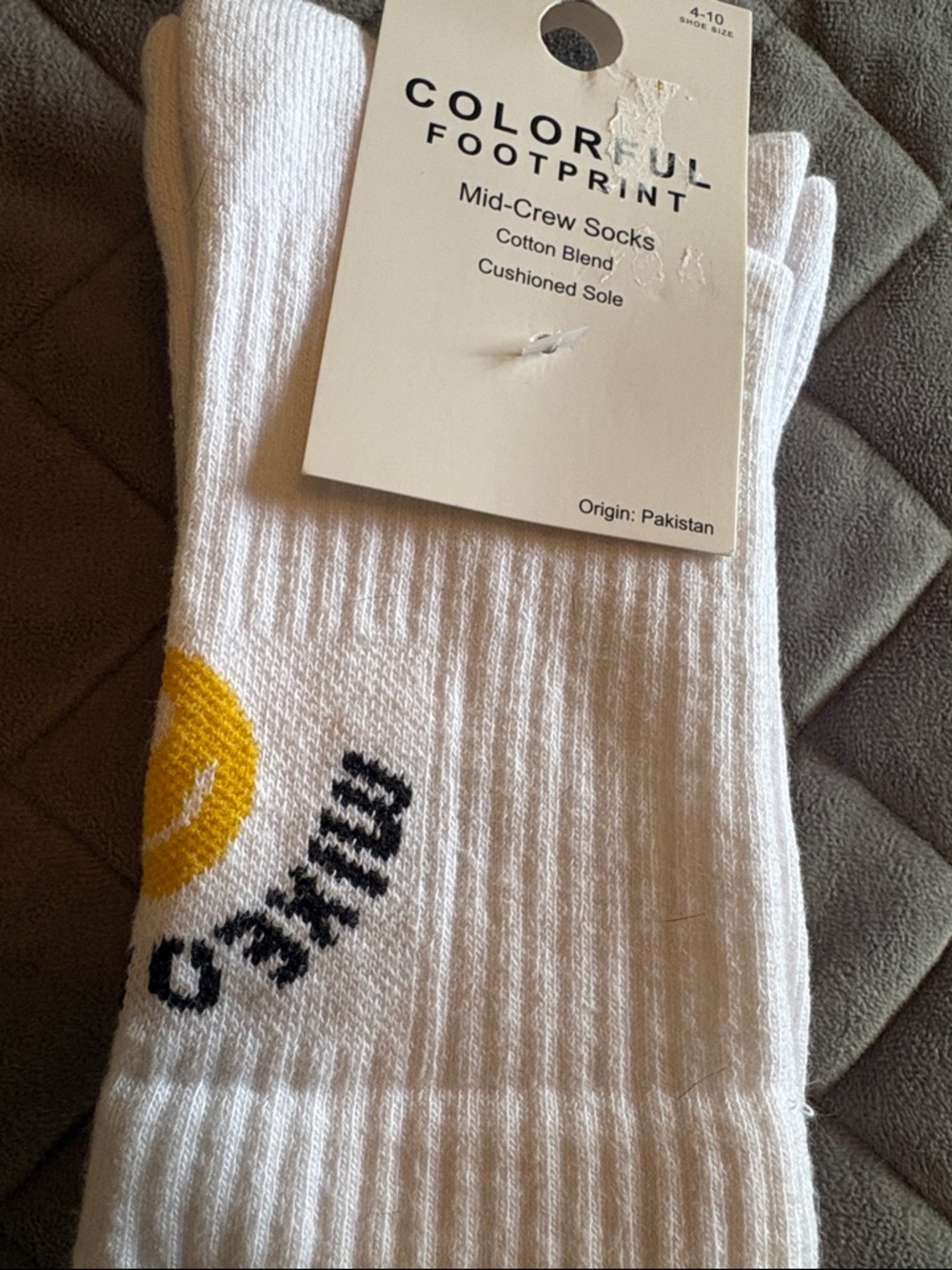 Target White Mid-Crew Athletic Socks with Yellow Accent